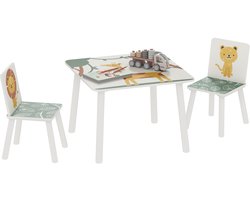 AIYAPLAY - Kindertafel en -stoelenset - MDF - 60x60x44cm - Groen