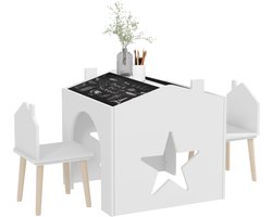 AIYAPLAY - Kindertafel en -stoelenset - MDF - 61x58x59cm - Wit