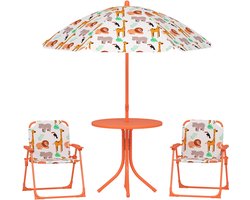 AIYAPLAY - Tuinset met tafel en stoelen voor kinderen - Kunststof - 49,5 x 49,5 x 50 cm - Oranje