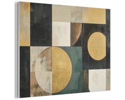 Akoestisch wandpaneel 100x70 cm - Vilt schilderij Abstract - Goud - Brons - Vormen - Geometrisch - Akoestische panelen - Geluidsdempende wanddecoratie - Geluidsisolatie woonkamer - Muurdecoratie geluidspanelen