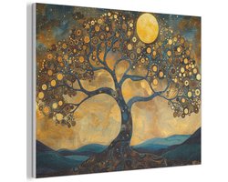 Akoestisch wandpaneel 100x70 cm - Vilt schilderij Boom - Industrieel - Abstract - Geel - Akoestische panelen - Geluidsdempende wanddecoratie - Geluidsisolatie woonkamer - Muurdecoratie geluidspanelen