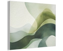 Akoestisch wandpaneel 100x70 cm - Vilt schilderij Golven - Abstract - Lichtgroen - Sierlijk - Akoestische panelen - Geluidsdempende wanddecoratie - Geluidsisolatie woonkamer - Muurdecoratie geluidspanelen