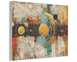 Akoestisch wandpaneel 100x70 cm - Vilt schilderij Kunst - Abstract - Aesthetic - Goud - Akoestische panelen - Geluidsdempende wanddecoratie - Geluidsisolatie woonkamer - Muurdecoratie geluidspanelen