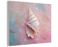 Akoestisch wandpaneel 100x70 cm - Vilt schilderij Schelp - Pastel - Pink - Akoestische panelen - Geluidsdempende wanddecoratie - Geluidsisolatie woonkamer - Muurdecoratie geluidspanelen