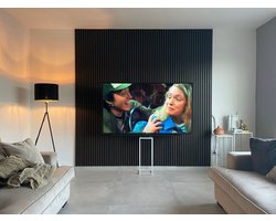 Akoestisch Wandpaneel - 297x88cm -Black- XL - Echt Hout Fineer - WallingtonNL - Akoestische paneel - Akoustische panelen - Akoestische wandpanelen – Akoestische wanddecoratie - Houten wanddecoratie - Akupanel - Geluidsisolatie - Lattenwand