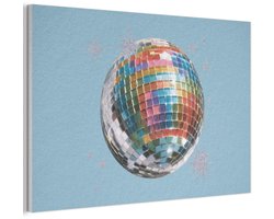 Akoestisch wandpaneel 60x40 cm - Vilt schilderij Discobal - Glinsterende sterren - Regenboog - Akoestische panelen - Geluidsdempende wanddecoratie - Geluidsisolatie woonkamer - Muurdecoratie geluidspanelen
