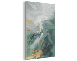 Akoestisch wandpaneel 60x90 cm - Vilt schilderij Groen - Modern - Marmer - Abstract - Akoestische panelen - Geluidsdempende wanddecoratie - Geluidsisolatie woonkamer - Muurdecoratie geluidspanelen