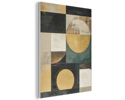 Akoestisch wandpaneel 70x100 cm - Vilt schilderij Abstract - Goud - Brons - Vormen - Geometrisch - Akoestische panelen - Geluidsdempende wanddecoratie - Geluidsisolatie woonkamer - Muurdecoratie geluidspanelen