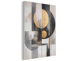 Akoestisch wandpaneel 70x100 cm - Vilt schilderij Abstract - Goud - Zilver - Vormen - Aesthetic - Modern - Akoestische panelen - Geluidsdempende wanddecoratie - Geluidsisolatie woonkamer - Muurdecoratie geluidspanelen