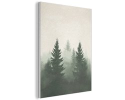Akoestisch wandpaneel 70x100 cm - Vilt schilderij Sparren - Bomen - Groen - Beige - Akoestische panelen - Geluidsdempende wanddecoratie - Geluidsisolatie woonkamer - Muurdecoratie geluidspanelen
