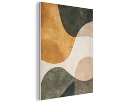 Akoestisch wandpaneel 70x100 cm - Vilt schilderij Vormen - Okergeel - Abstract - Akoestische panelen - Geluidsdempende wanddecoratie - Geluidsisolatie woonkamer - Muurdecoratie geluidspanelen