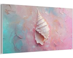 Akoestisch wandpaneel 80x40 cm - Vilt schilderij Schelp - Pastel - Pink - Akoestische panelen - Geluidsdempende wanddecoratie - Geluidsisolatie woonkamer - Muurdecoratie geluidspanelen