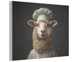 Akoestisch wandpaneel 80x60 cm - Vilt schilderij Schaap - Wol - Kok - Akoestische panelen - Geluidsdempende wanddecoratie - Geluidsisolatie woonkamer - Muurdecoratie geluidspanelen