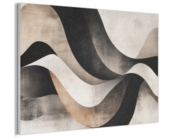 Akoestisch wandpaneel 90x60 cm - Vilt schilderij Abstract - Golven - Zwart - Verweerd - Akoestische panelen - Geluidsdempende wanddecoratie - Geluidsisolatie woonkamer - Muurdecoratie geluidspanelen