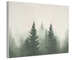 Akoestisch wandpaneel 90x60 cm - Vilt schilderij Sparren - Bomen - Groen - Beige - Akoestische panelen - Geluidsdempende wanddecoratie - Geluidsisolatie woonkamer - Muurdecoratie geluidspanelen