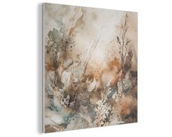 Akoestisch wandpaneel 90x90 cm - Vilt schilderij Abstract - Beige - Verf - Kunst - Natuur - Bloemen - Akoestische panelen - Geluidsdempende wanddecoratie - Geluidsisolatie woonkamer - Muurdecoratie geluidspanelen