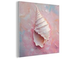 Akoestisch wandpaneel 90x90 cm - Vilt schilderij Schelp - Pastel - Pink - Akoestische panelen - Geluidsdempende wanddecoratie - Geluidsisolatie woonkamer - Muurdecoratie geluidspanelen
