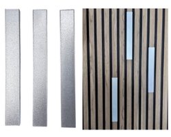 Akoestisch wandpaneel decostrip - Akupanel decoratie - akoestische panelen accessoires - akoestische wanddecoratie - lattenwand - decoratiestrip 24.5 cm - set van 3 Zilverkleurig