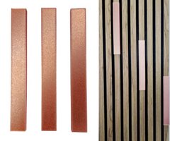 Akoestisch wandpaneel decostrip - Akupanel decoratie - akoestische panelen accessoires - akoestische wanddecoratie - lattenwand - decoratiestrip 24.5 cm - set van 3 Koperkleurig
