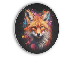 Akoestisch wandpaneel rond 30x30 cm - Vilt schilderij Graffiti - Vos - Zwart - Pop art - Ronde akoestische panelen - Geluidsdempende wanddecoratie - Geluidsisolatie wandcirkel - Muurdecoratie geluidspanelen