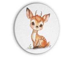 Akoestisch wandpaneel rond 30x30 cm - Vilt schilderij Hert - Baby - Dieren - Ronde akoestische panelen - Geluidsdempende wanddecoratie - Geluidsisolatie wandcirkel - Muurdecoratie geluidspanelen