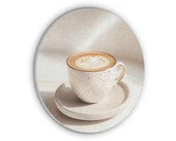 Akoestisch wandpaneel rond 60x60 cm - Vilt schilderij Cappuccino - Schuim - Schotel - Beige - Ronde akoestische panelen - Geluidsdempende wanddecoratie - Geluidsisolatie wandcirkel - Muurdecoratie geluidspanelen