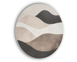 Akoestisch wandpaneel rond 70x70 cm - Vilt schilderij Abstract - Landschap - Golven - Crèmekleur - Ronde akoestische panelen - Geluidsdempende wanddecoratie - Geluidsisolatie wandcirkel - Muurdecoratie geluidspanelen