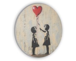 Akoestisch wandpaneel rond 70x70 cm - Vilt schilderij Street art - Street art - Ballon - Graffiti - Hart - Ronde akoestische panelen - Geluidsdempende wanddecoratie - Geluidsisolatie wandcirkel - Muurdecoratie geluidspanelen
