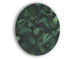Akoestisch wandpaneel rond 90x90 cm - Vilt schilderij Bladeren - Ovaal - Groen - Nerven - Ronde akoestische panelen - Geluidsdempende wanddecoratie - Geluidsisolatie wandcirkel - Muurdecoratie geluidspanelen
