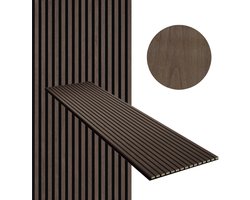 Akoestisch wandpaneel - Walnut houtfineer - 3-zijdig fineer - 60×260cm - Dikte 21mm - Lynox Interior - Akoestische paneel - Akoestische wanddecoratie - Houten wanddecoratie - Akupanel - Geluidsisolatie - Lattenwand - Wood