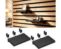 Akoestische paneelrek - 2 stuks - Wandplank voor akoestische panelen - Lattenwand - zwevend rek - zonder boren - voor planten, bloemen en decoratie, wandrek - 15× 8.5 × 1.3cm