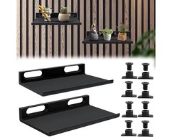 Akoestische paneelrek - 2 stuks - Wandplank voor akoestische panelen - Lattenwand - zwevend rek - zonder boren - voor planten, bloemen en decoratie, wandrek - 15×9x2.5cm