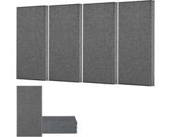 Akoestische panelen - Geluidsabsorberende wandpanelen 4-pack - Glasvezel - Zelfklevend - 600 x 300 x 50 mm - Grijs