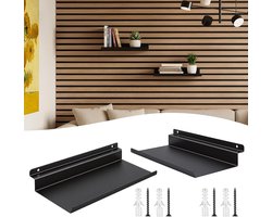 Akoestische panelen rekken - Wandorganizer planken - Ruimte organiseren - Duurzaam metaal - 25 x 10 cm - Mat zwart