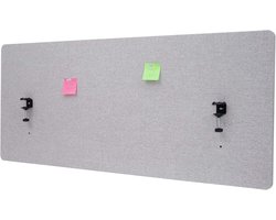 Akoestische scheidingswand - Bureau-inkijkbescherming - Geluidswerend werken - Dubbelwandig stof textiel - 60 x 140 cm - Grijs