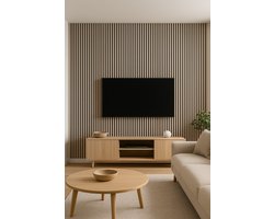 Akoestische Wandpanelen set van 6 stuks 130x60 cm-Geluidsdempende Panelen met MDF Vilt-Houtlook Lattenwand – Akoestiek in Woonkamer, Slaapkamer, Kantoor-Wandbekleding-Muurpanelen-interieurdecoratie-isolerend-wandpaneel-wand paneel