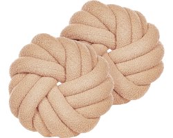 AKOLA - Sierkussen set van 2 - Lichtbeige - BouclÃ©