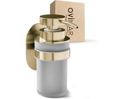 Akrasanden Zeepdispenser - wandmontage zonder boren - 1 stuk - goud - roestvrij staal en modern glas