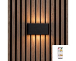 Akudeco - Wandlamp oplaadbaar voor binnen - Voor akoestische wandpanelen - 7800mAh batterij - 3000K warm wit licht - Met afstandsbediening - Mat zwart