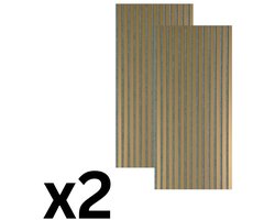 Akupanel Lattenwand - Akoestisch Wandpaneel - 2 Stuks - 60X120cm - 3-zijdig - 13mm - Goud (Grijs Vilt) - Geluidsabsorberend – Akoestische Panelen – Wandpanelen