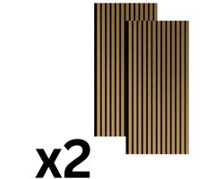 Akupanel Lattenwand - Akoestisch Wandpaneel - 2 Stuks - 60X120cm - 3-zijdig - 13mm - Natuurlijke Eik (F) - Geluidsabsorberend – Akoestische Panelen – Wandpanelen