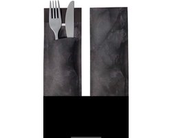Akyol - bestekhouder - bestekzakjes van marmer kleur - 50 stuks -marmer zwart kleur - BESTEK ZIT ER NIET BIJ IN - catering - bestekzakjes - horeca - feest - verjaardag - restaurant - bestekzakken - bestekzak inclusief servet - marmerlook bestekzak