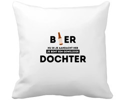Akyol - bier, nu ik je aandacht heb je bent een geweldige dochter Kussen hoes - Dochter - de beste dochter - verjaardagscadeau - verjaardag - cadeau - cadeautje voor dochter - dochter artikelen - kado - geschenk - gift - 40 bij 40 cm