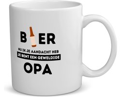 Akyol - bier, nu ik je aandacht heb je bent een geweldige opa koffiemok - theemok - Opa - de beste opa - verjaardagscadeau - verjaardag - cadeau - cadeautje voor opa - opa artikelen - kado - geschenk - gift - 350 ML inhoud