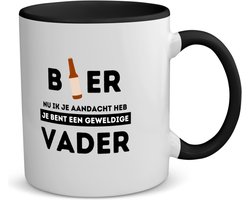 Akyol - bier, nu ik je aandacht heb je bent een geweldige vader koffiemok - theemok - zwart - Papa - de beste vader - vader cadeautjes - vaderdag - verjaardagscadeau - verjaardag - cadeau - geschenk - kado - gift - vader artikelen - 350 ML inhoud