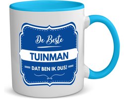 Akyol - de beste tuinman koffiemok - theemok - blauw - Werk - hovenier - werk - afscheidscadeau - verjaardagscadeau - kado - 350 ML inhoud