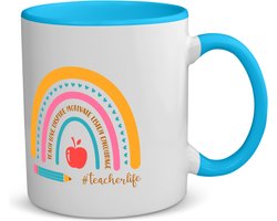 Akyol - docent cadeau - koffiemok - theemok - Docent - meester en juffen cadeau - de beste leraar/lerares - verjaardagscadeau - verjaardag - cadeau - afscheidscadeau - blauw - leuke cadeau - kado - gift - juffendag - meesterdag - 350 ML inhoud