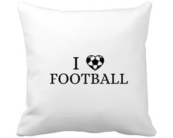 Akyol - i love football Kussen hoes - Voetbal - voetballers - sport - atleten - kado - cadeau - 40 bij 40 cm