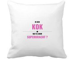 Akyol - ik ben kok wat is jouw superkracht? Kussen hoes - Kok - iemand die goed kan koken - mensen die kok zijn - kook liefhebbers - verjaardagscadeau - verjaardag - cadeau - kado - geschenk - gift - 40 bij 40 cm