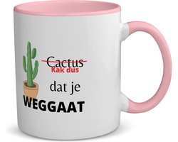 Akyol - kak dus dat je weg gaat koffiemok - theemok - roze - Quotes - iemand die ontslag neemt - cactus - collega's - werknemers - verjaardagscadeau - verjaardag - cadeau - afscheidscadeau - geschenk - leuke cadeau - kado - gift - 350 ML inhoud